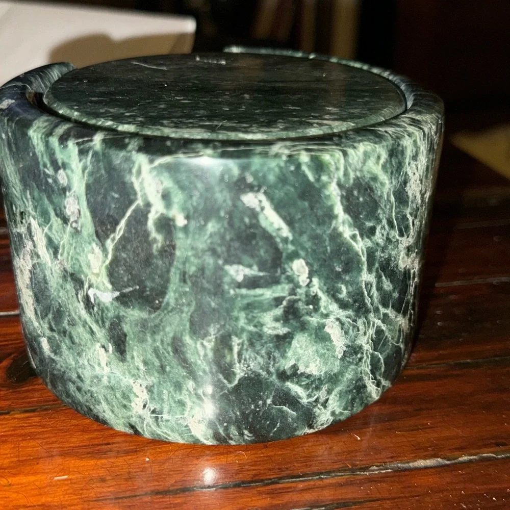 MCM vintage Green Marble Jade Coaster Set